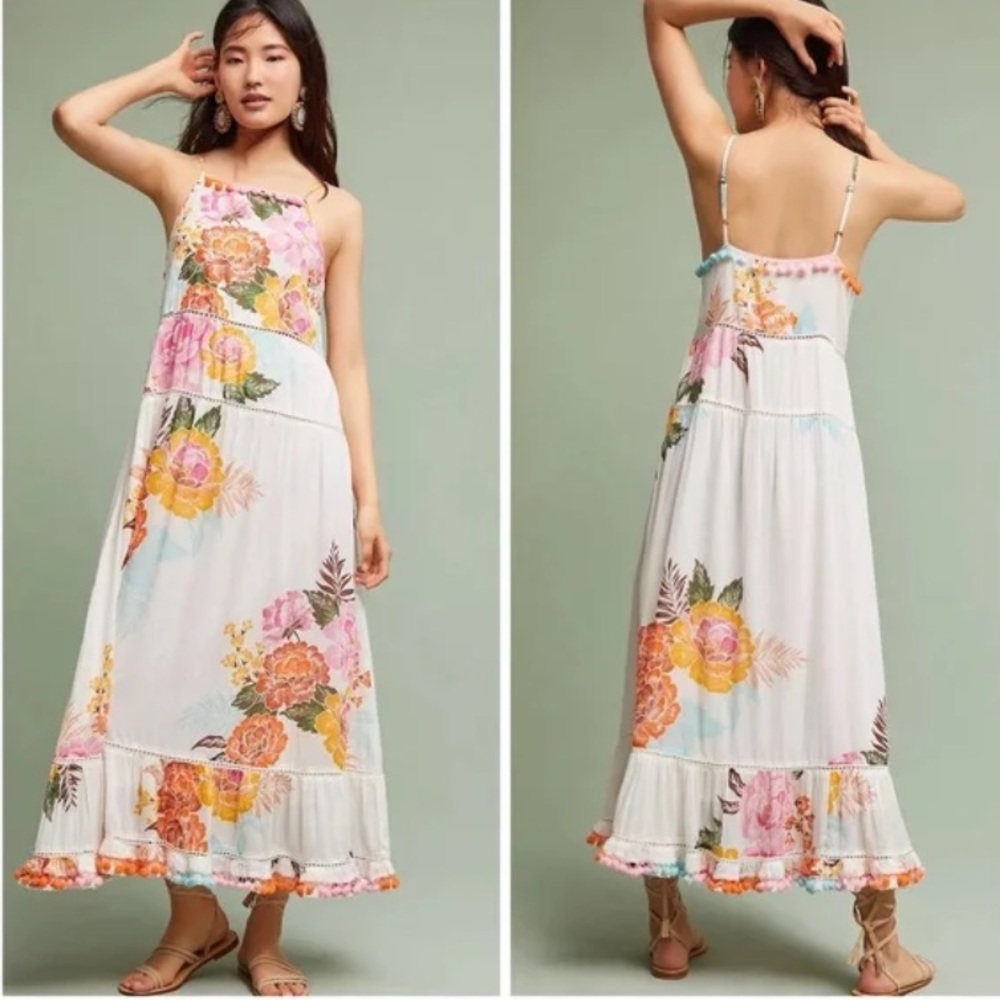 NWOT Farm Rio x Anthropologie Floral Halter Maxi, XS, Maternity Friendly